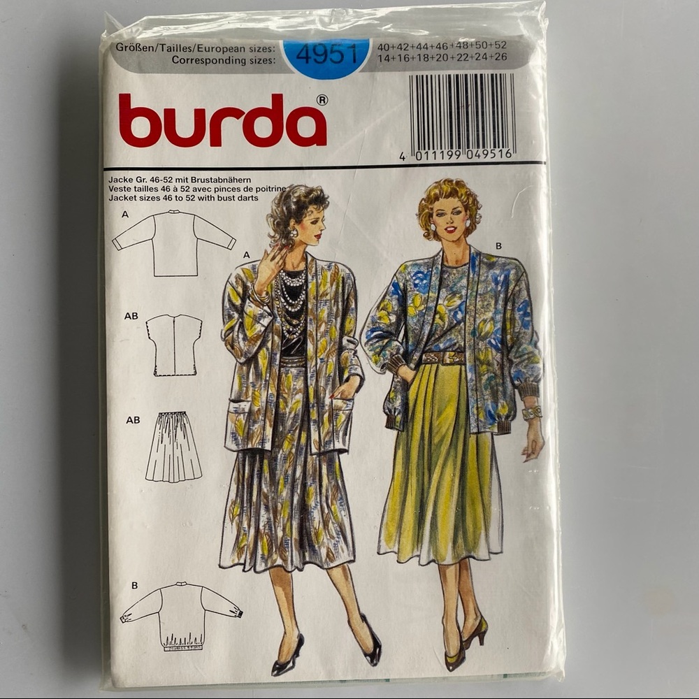 🧵2 for 22$🧵BURDA Sewing Pattern 4951